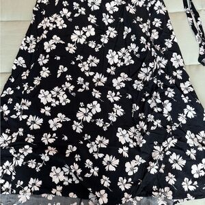 J. Crew Black and White Floral A-Line Skirt
